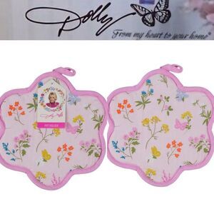 Dolly Parton Floral Butterfly Print Pot Holders
